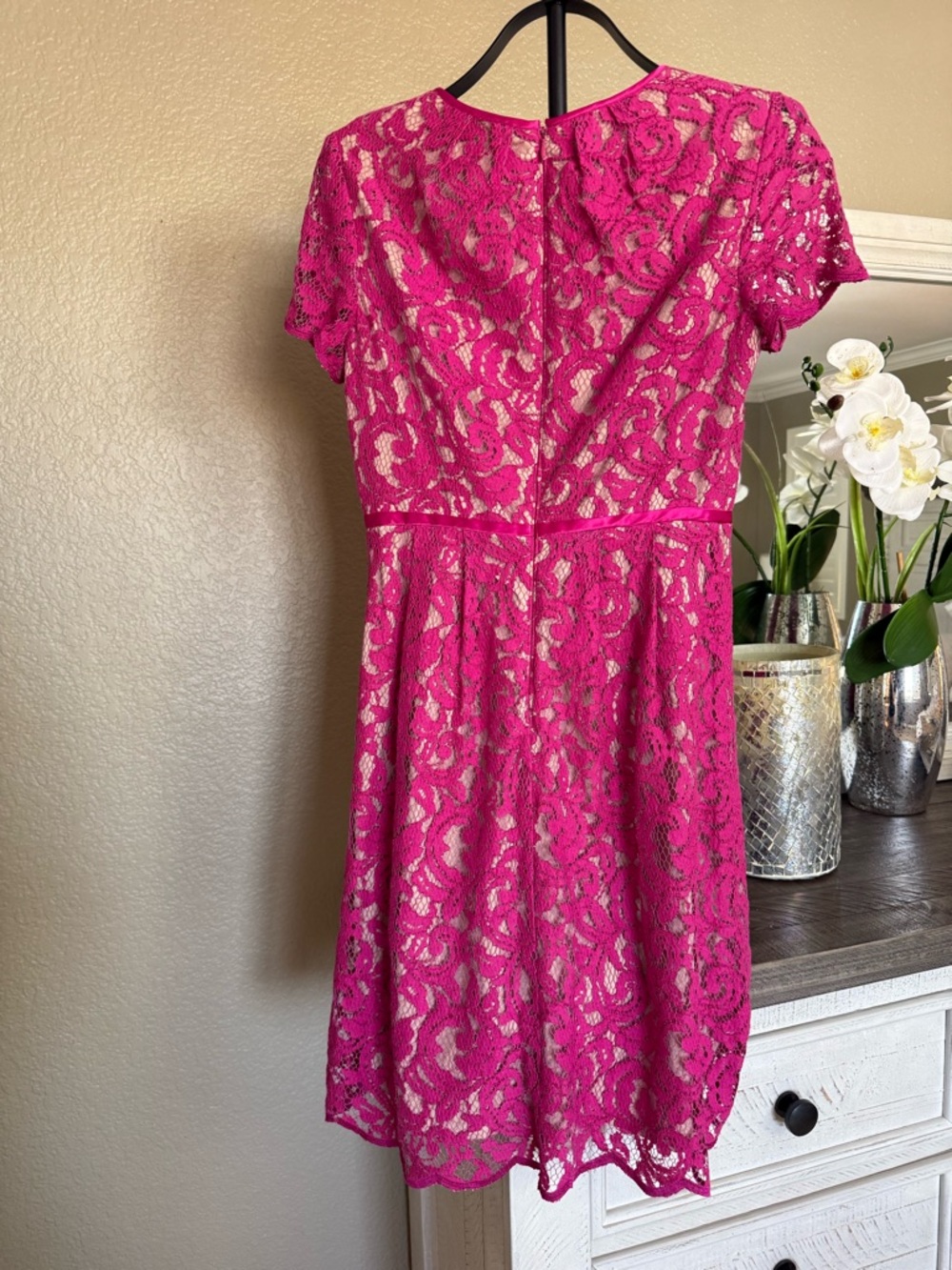 Adrianna Papell Fuchsia Lace Dress - Picture 4 of 8